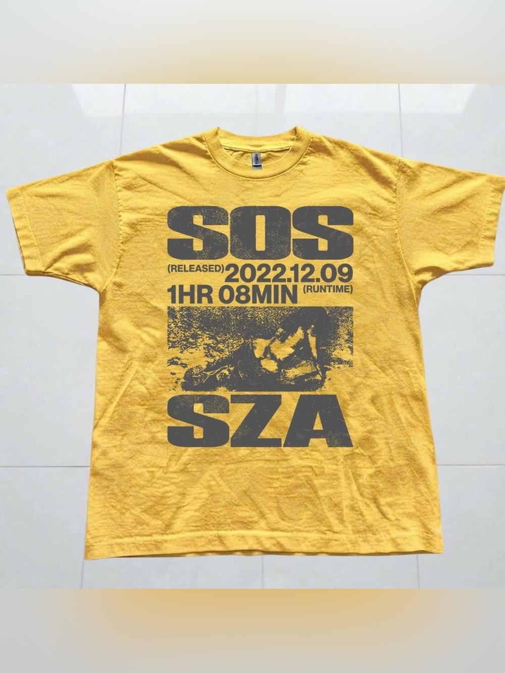 Vintage Yellow SZA SOS Graphic Short Sleeve Tee